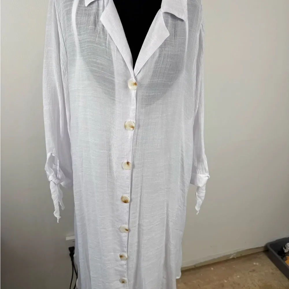 Mlle Gabrielle Light white Textured Fabric dress - Picture 1 of 6